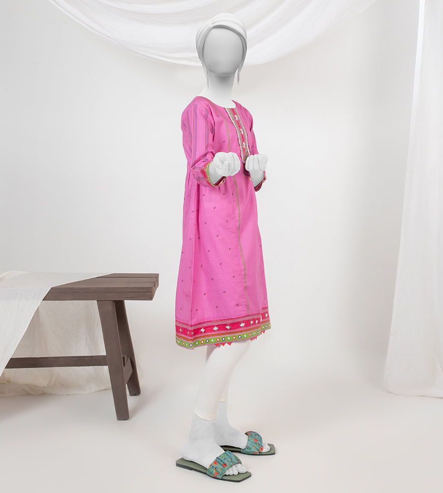 Girl's Stitched Poly Lawn Kurti