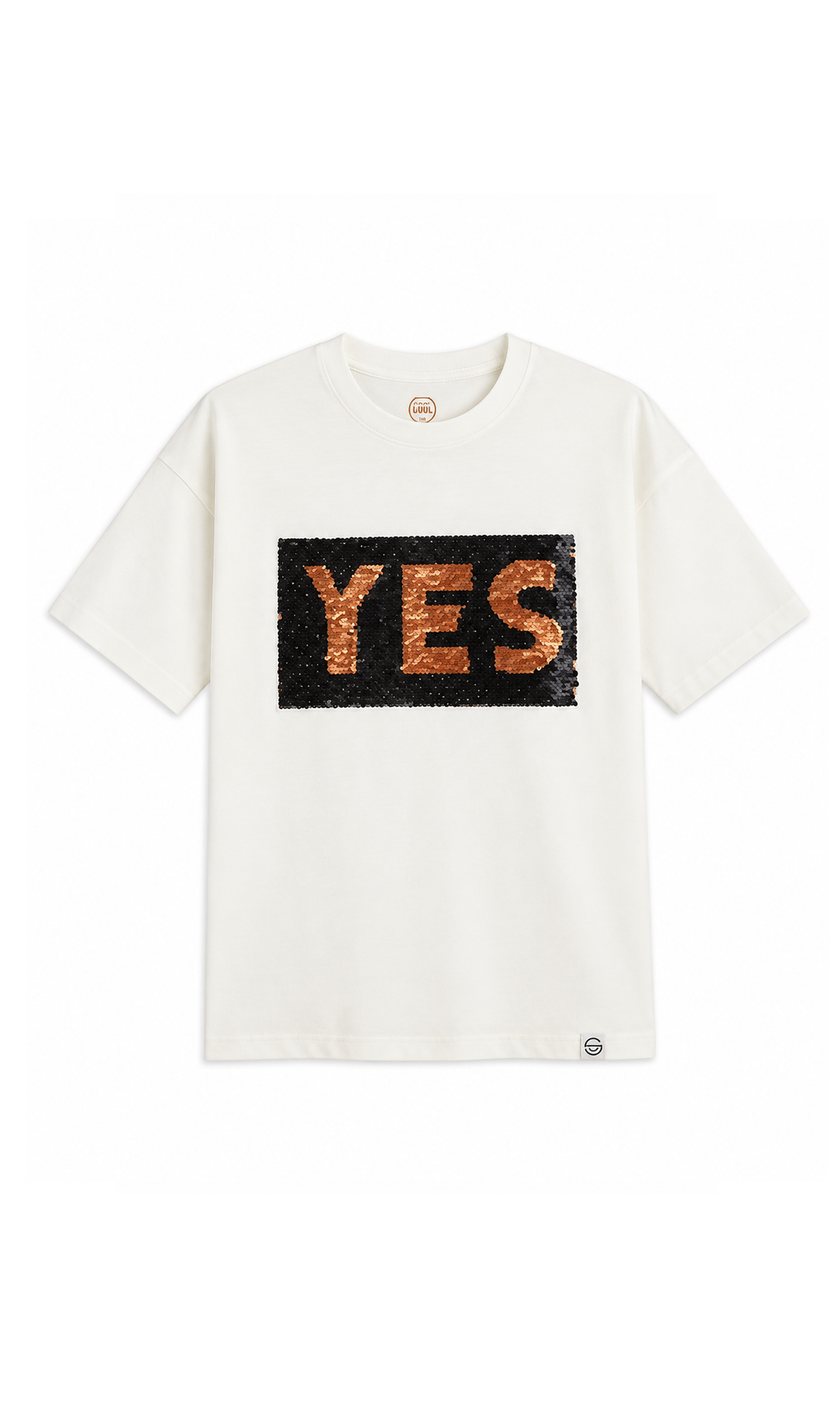 Boy's T-shirt, Ecru Double-Sided Sequins