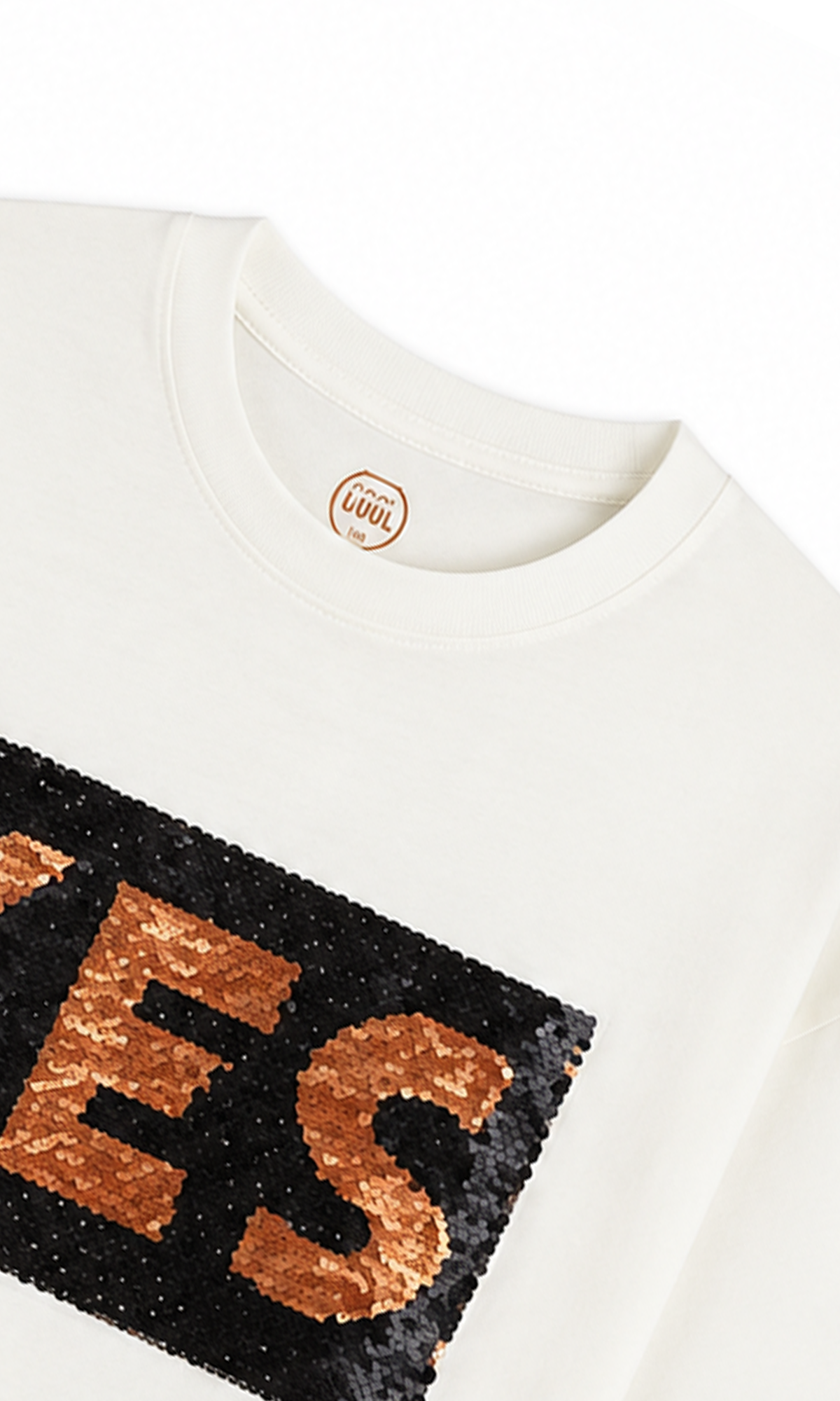 Boy's T-shirt, Ecru Double-Sided Sequins