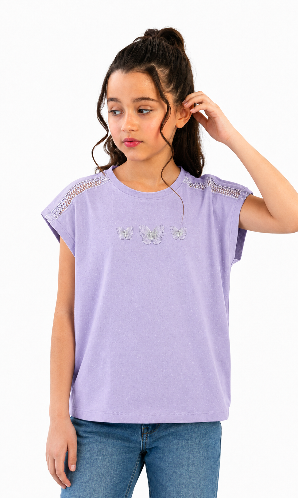 Girls Butterfly Tee - Lilac