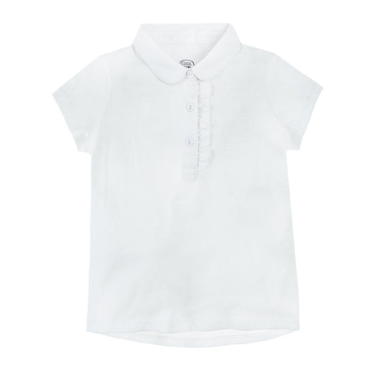 Girls Short Sleeve Polo Shirt, White