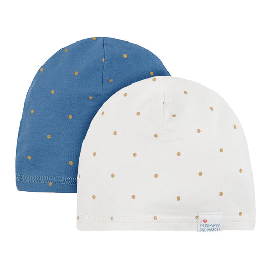 Baby Cap Ecru Blue Set 2 Pcs