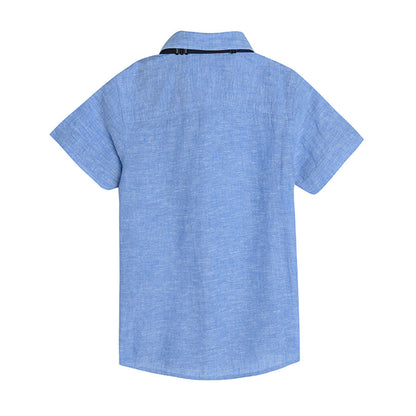 Boy's Short Sleeve Shirt With Bow