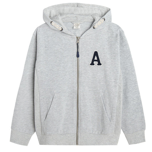 Boy's Hooded Sweatshirt Gray With Zip