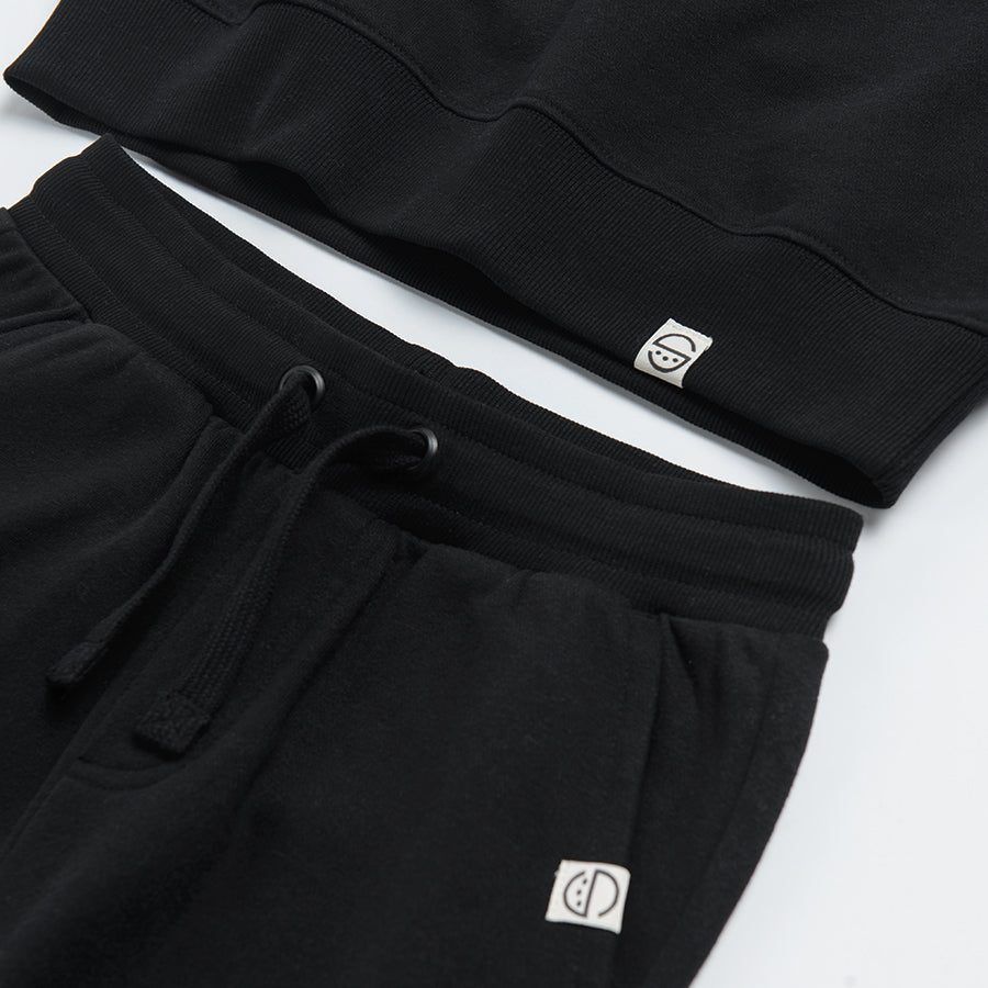 Boys 2 Pcs Track Suit - Black