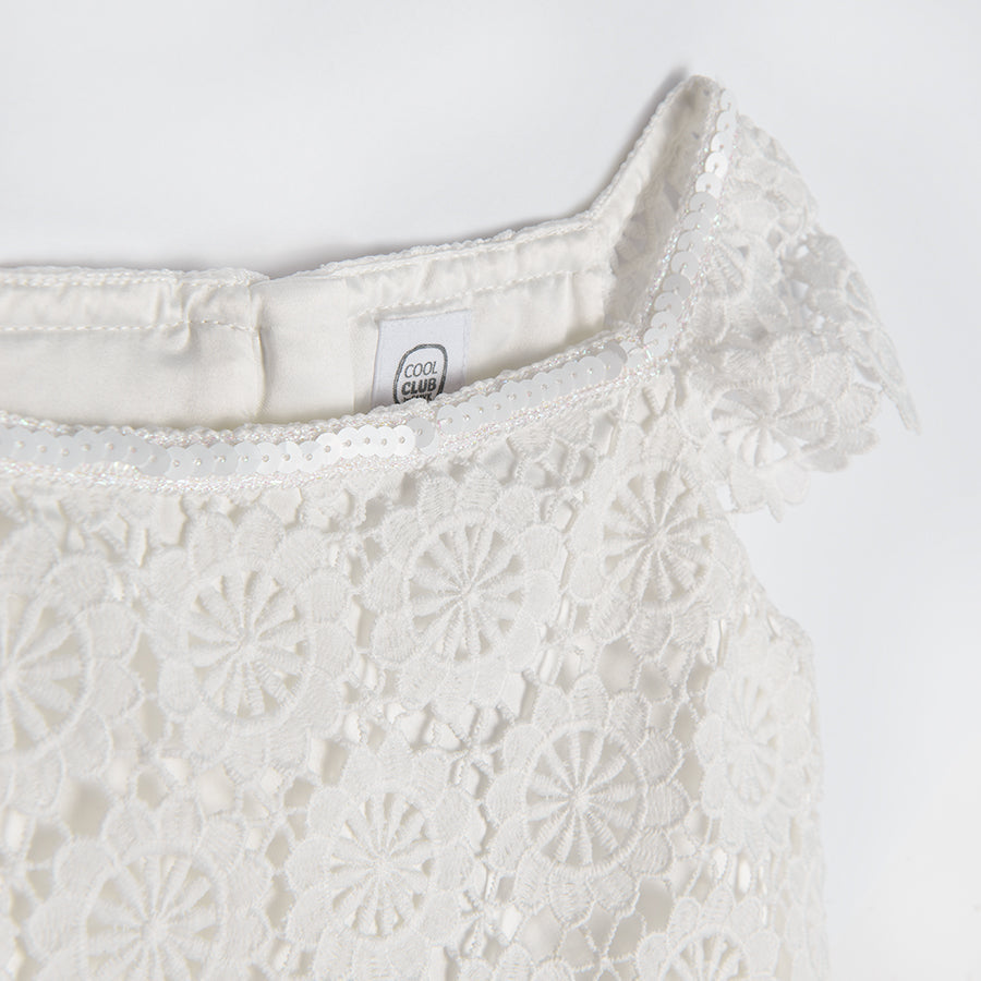 Girl's White Short Sleeves Dress
