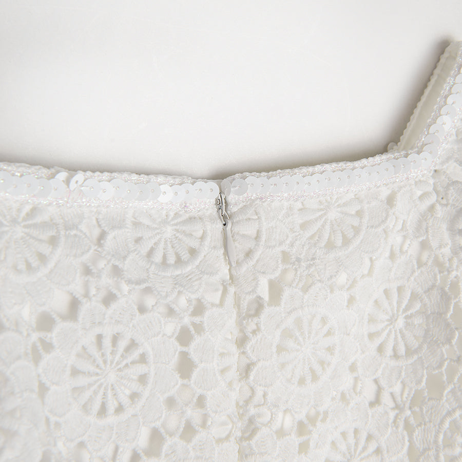 Girl's White Short Sleeves Dress