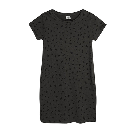 Girl's Dress with Short Sleeves, Graphite