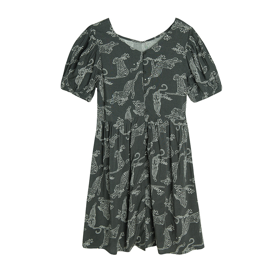 Girl's Dress With Short Sleeves, Graphite