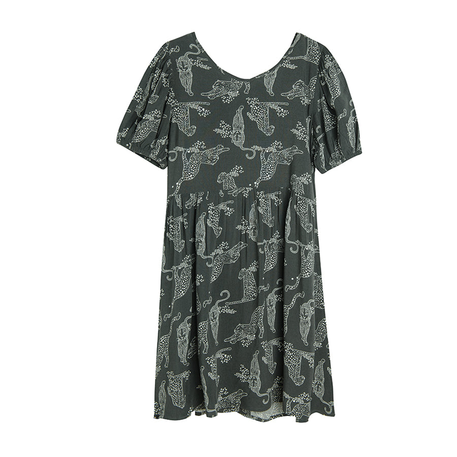 Girl's Dress With Short Sleeves, Graphite