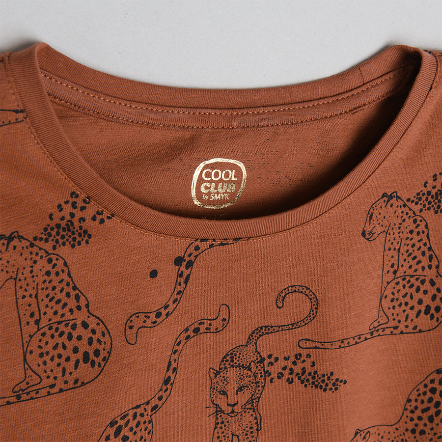 Girl's T-Shirt With Short Sleeves, Brown