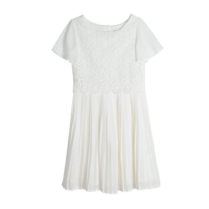 Girl's Dress With Short Sleeves White