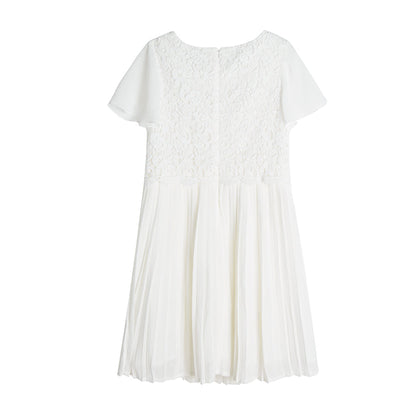 Girl's Dress With Short Sleeves White