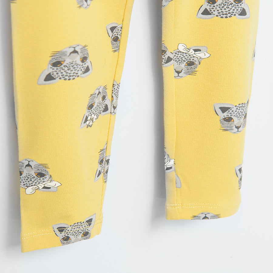 Girl's Leggings Mix Yellow Navy Blue Set 2 Pack