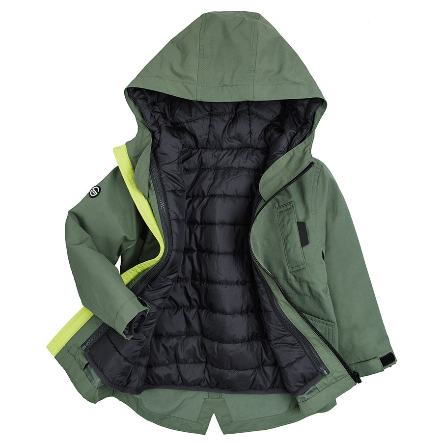 Boy's Jacket with Hood, 3 in1, Green and Black