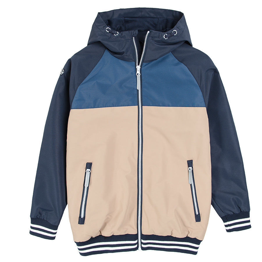 Boy's Hooded Jacket Navy Blue Beige