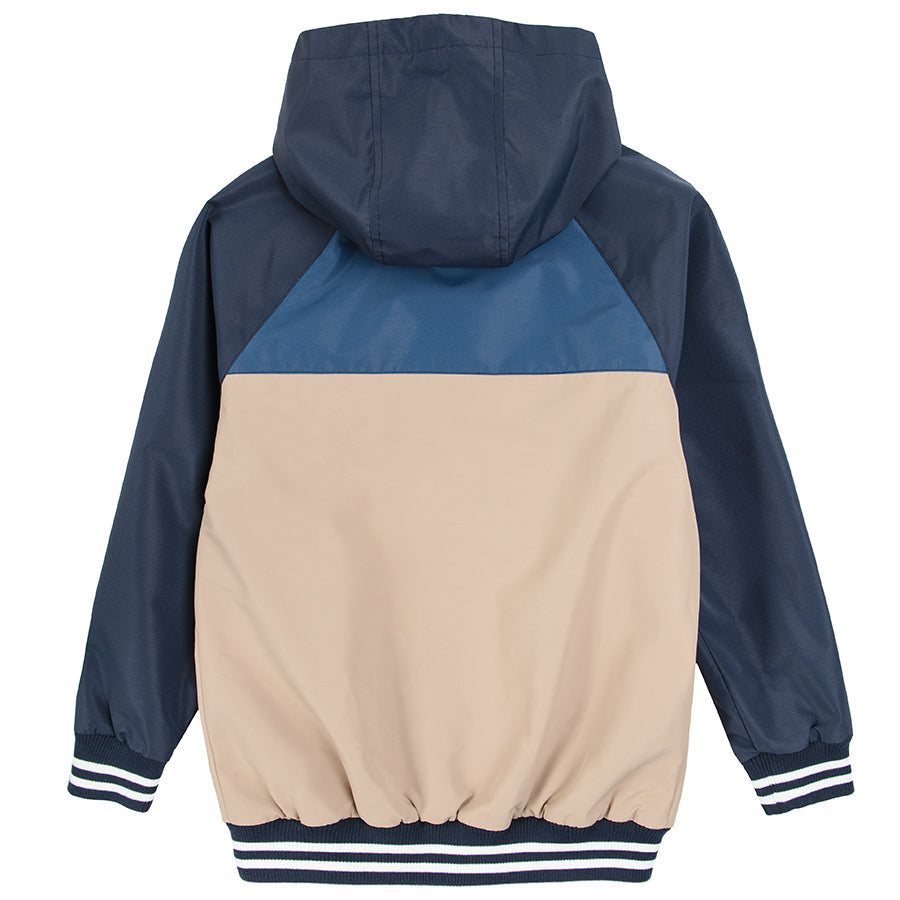 Boy's Hooded Jacket Navy Blue Beige