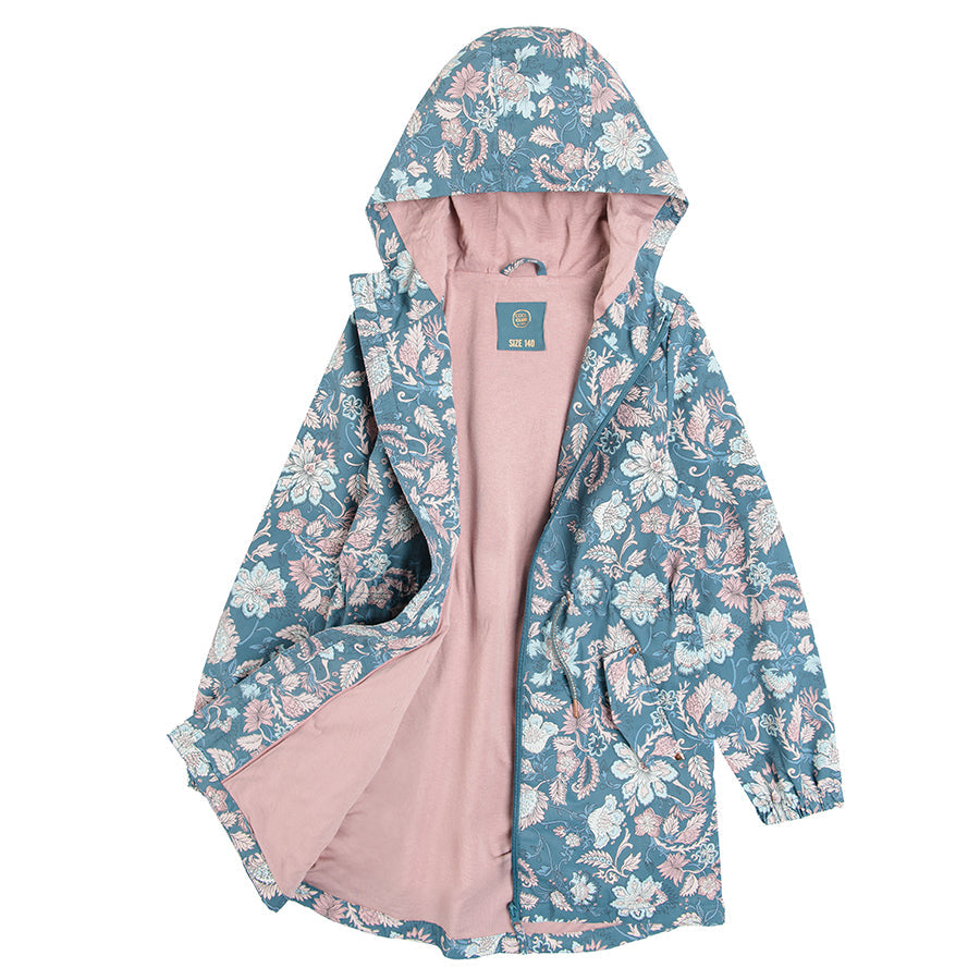 Girls Jacket with a Hood Turquoise and Pink