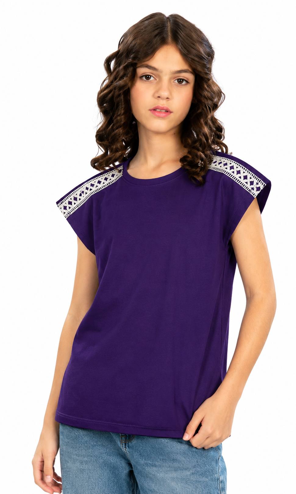 Girls Plain Tee - Purple