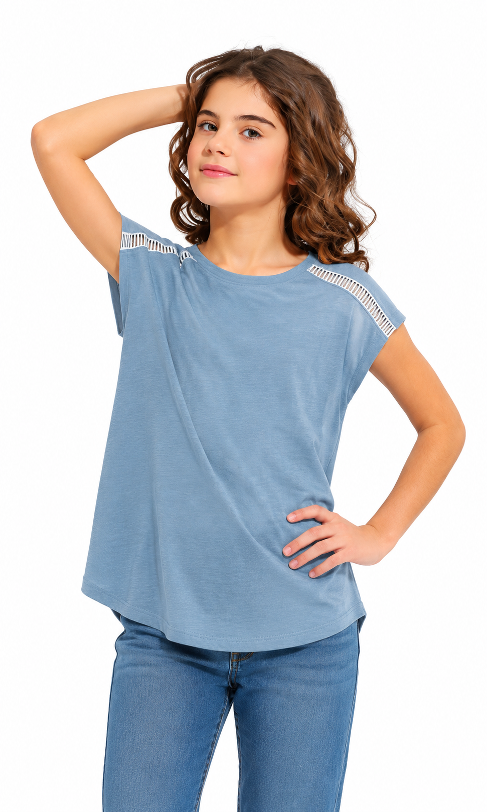 Girls Plain Tee - Blue