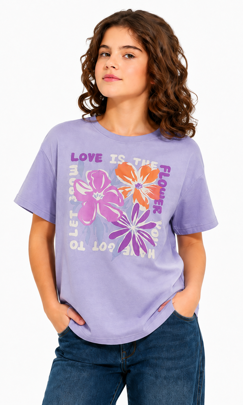 Girls Printed T-Shirt - Lilac