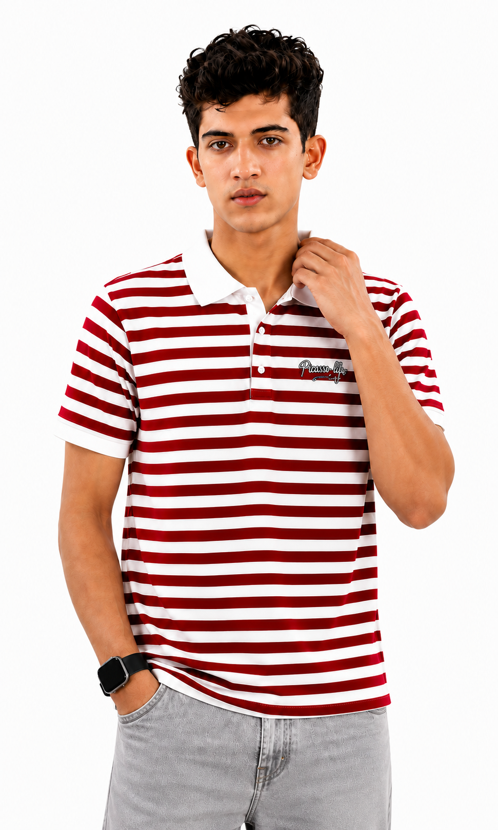 Boys Stripes Polo T-Shirt - Red