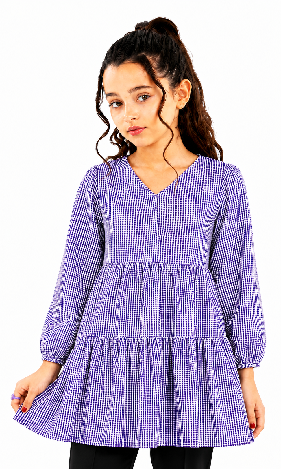 Girls Cotton Frock - Purple