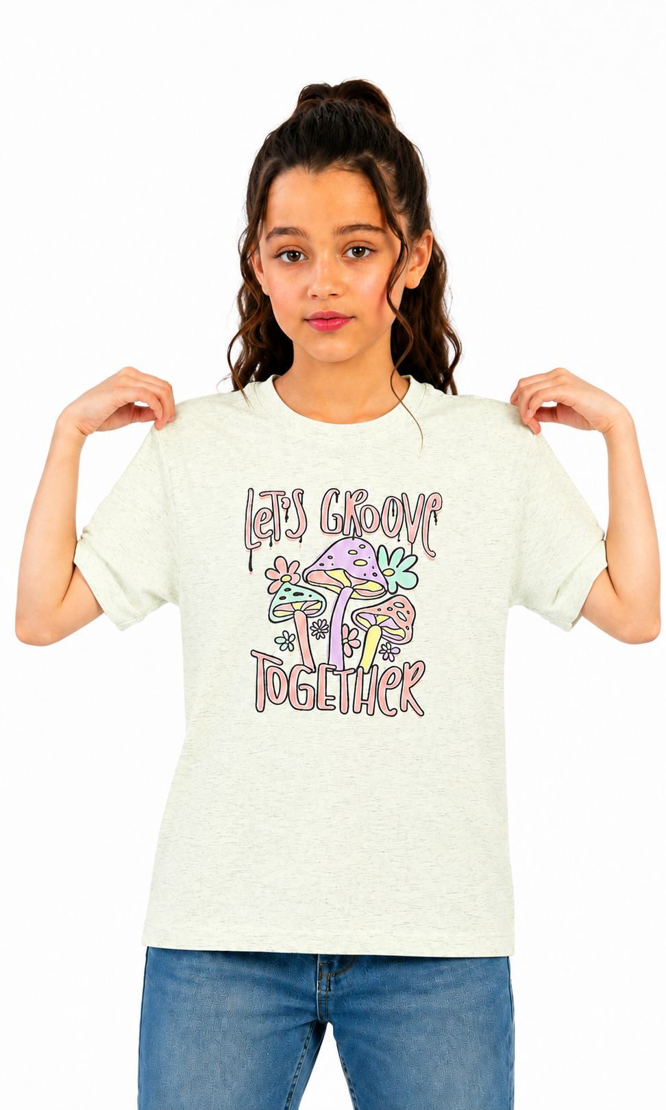 Girls Graphic T-Shirt -  Oatmeal