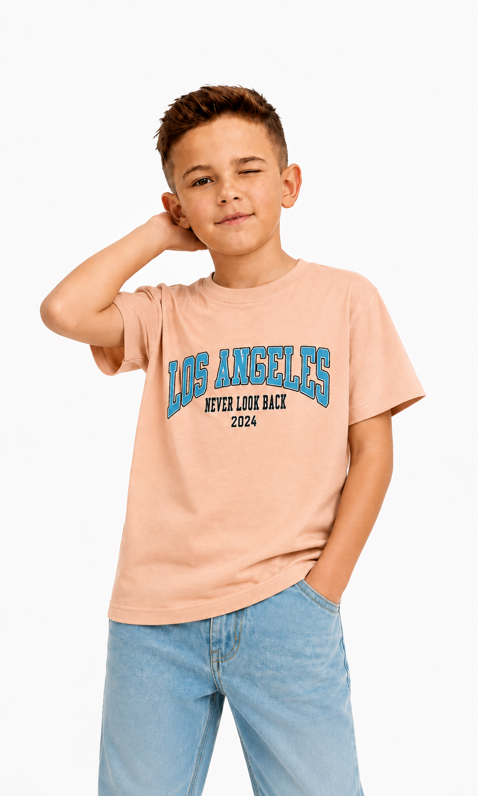 Boys Printed T-Shirt - Coffee