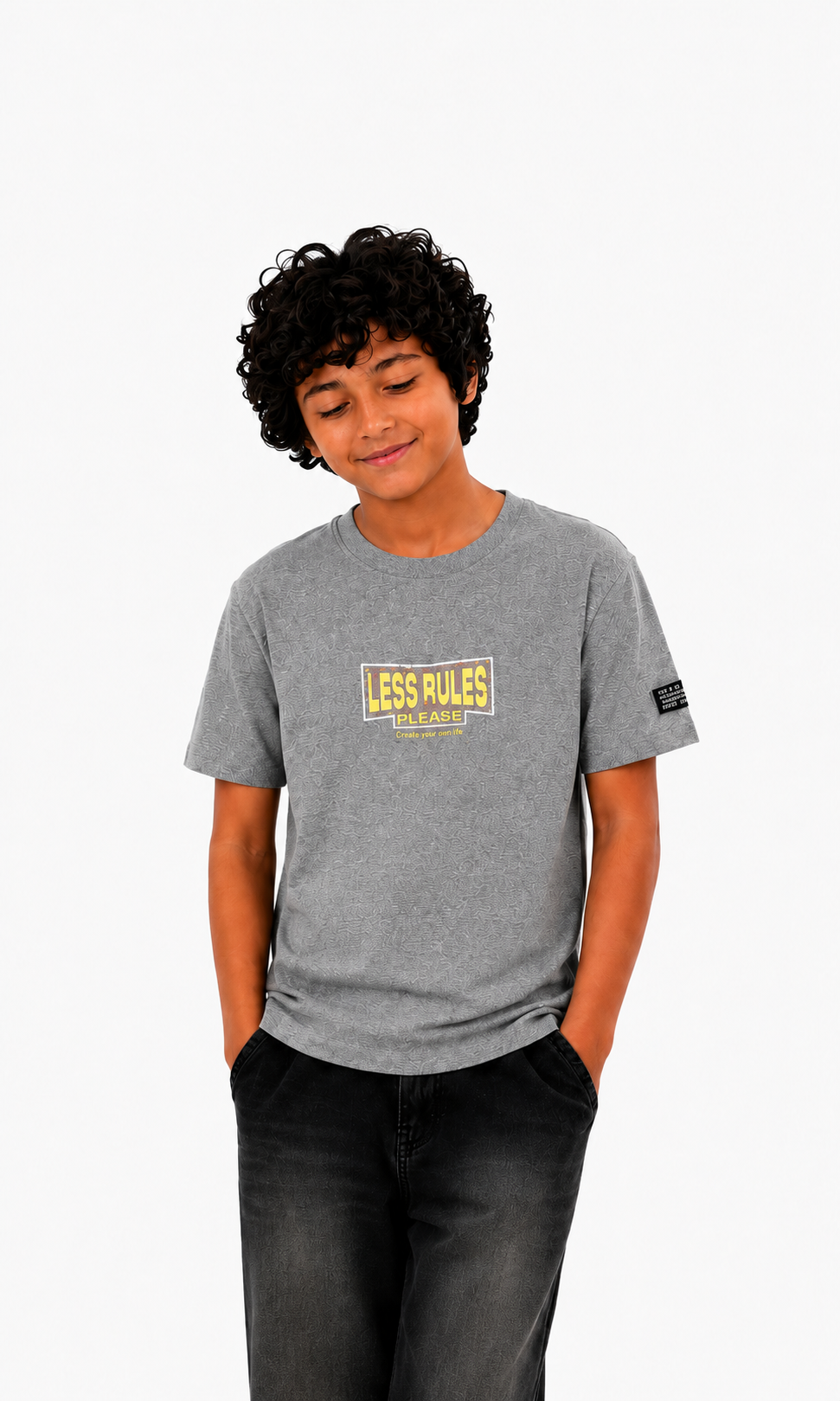 Boys Casual Short Sleeve T-Shirt - Charcoal