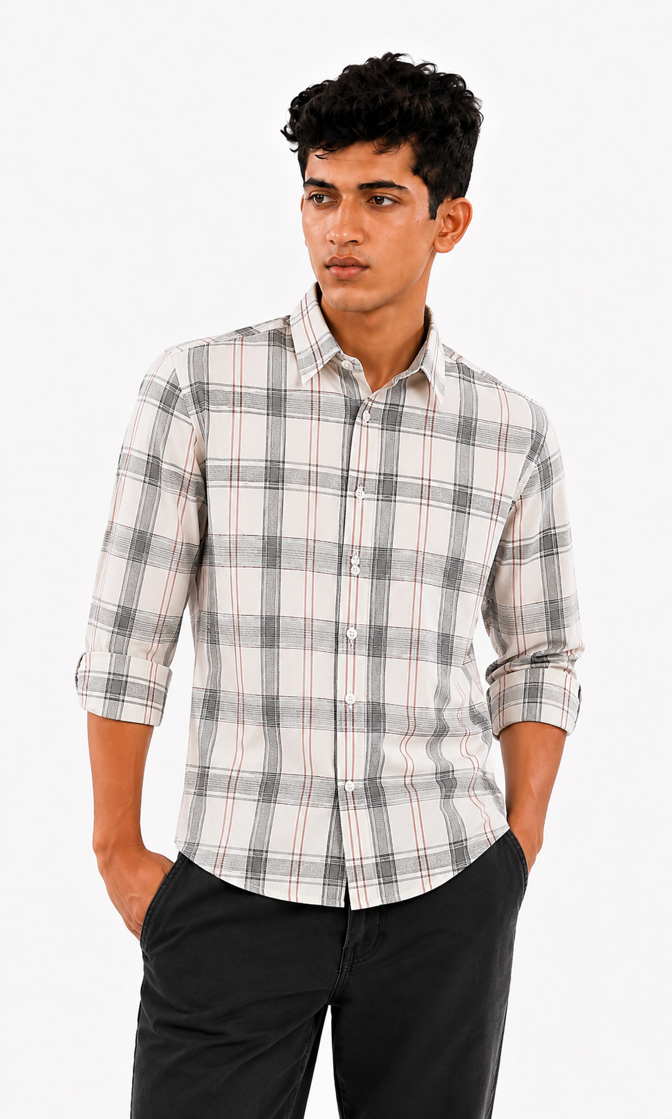 Boys Casual Check Shirt - White