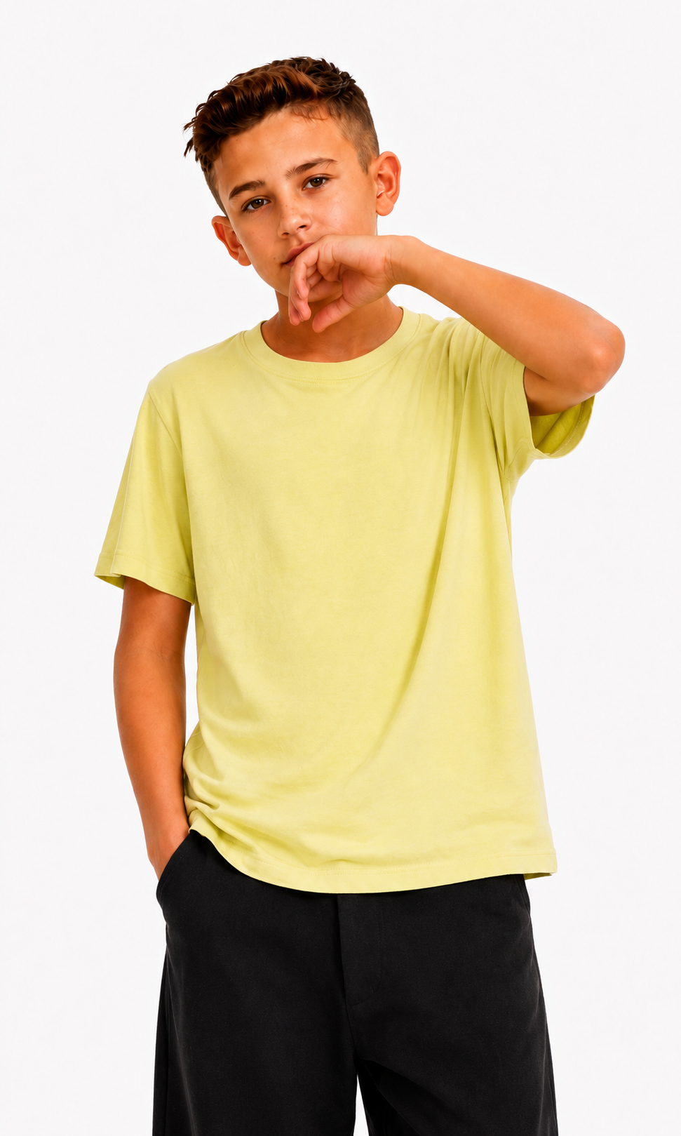 Boys Cotton Basic T-Shirt - Lemon