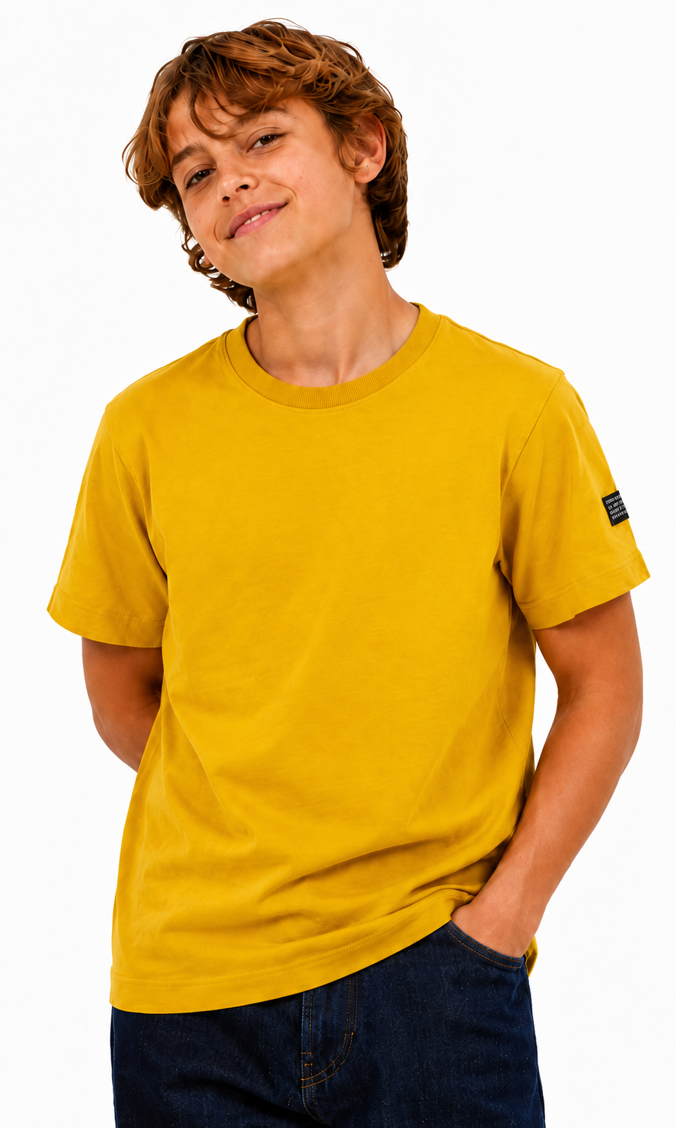 Boys Cotton Basic T-Shirt - Mustard