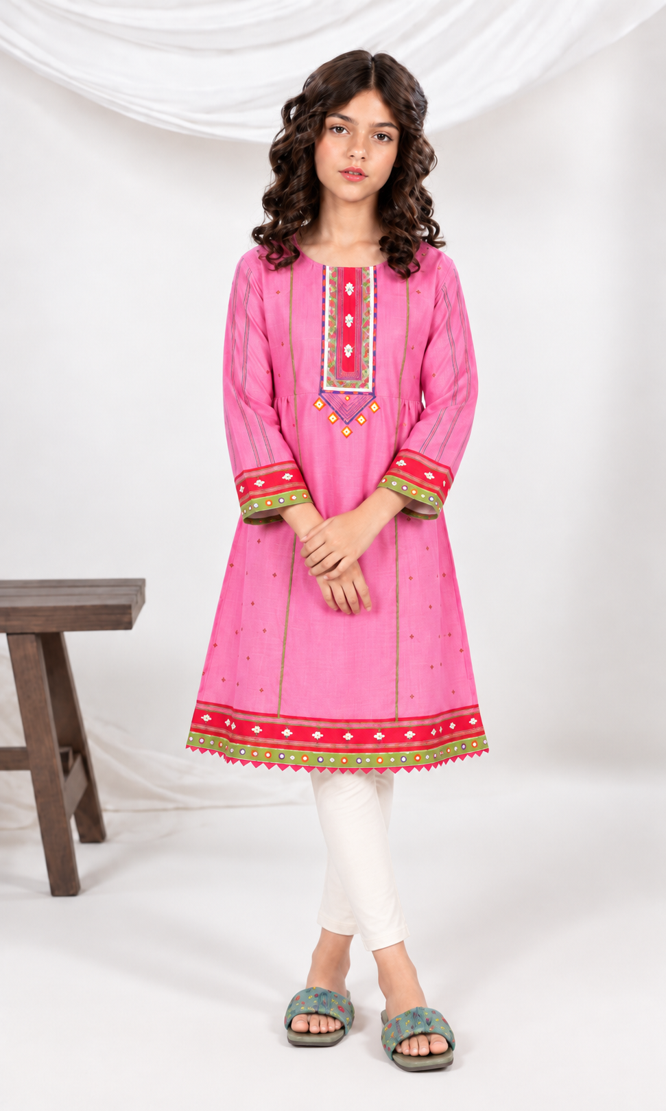 Girl's Stitched Poly Lawn Kurti