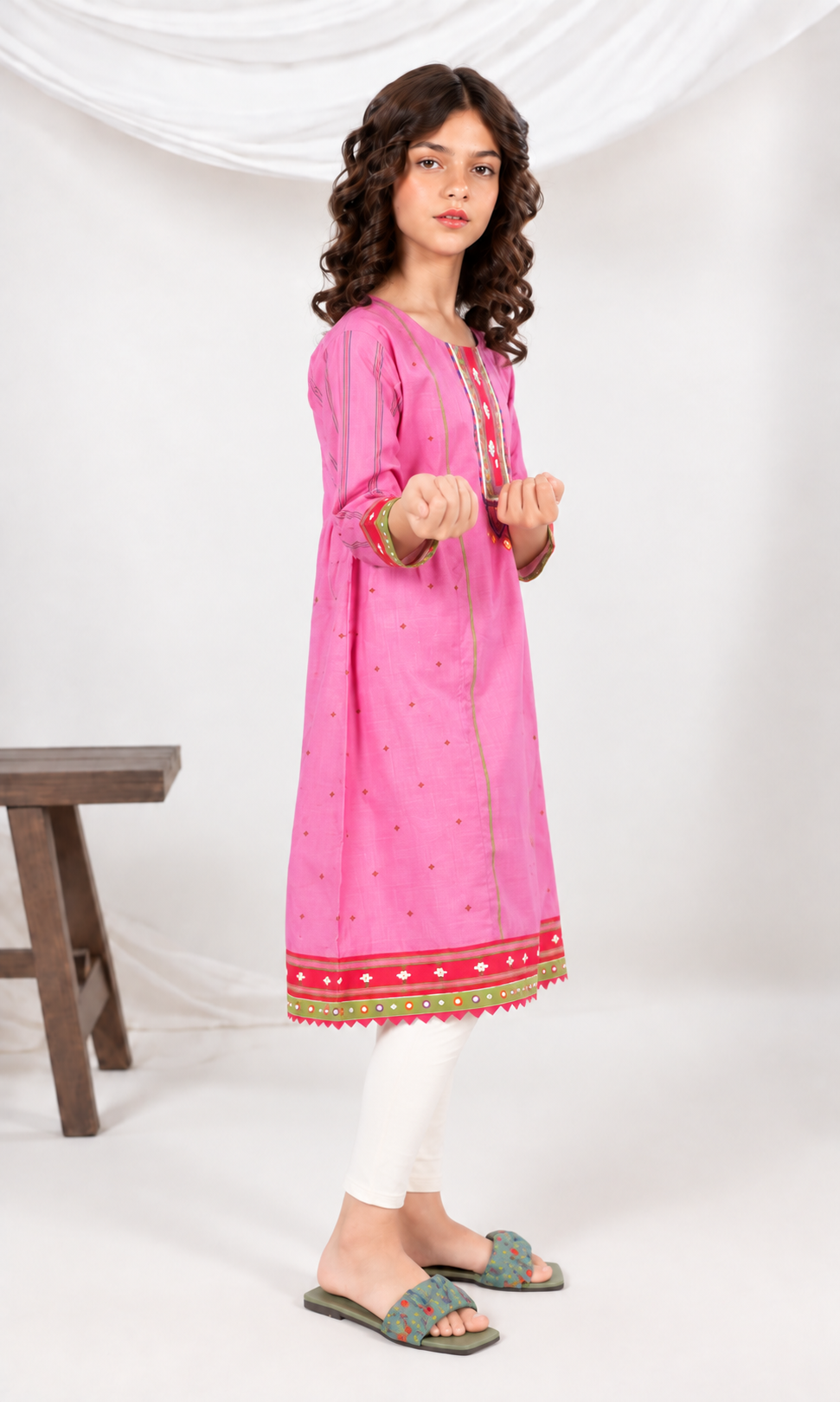 Girl's Stitched Poly Lawn Kurti