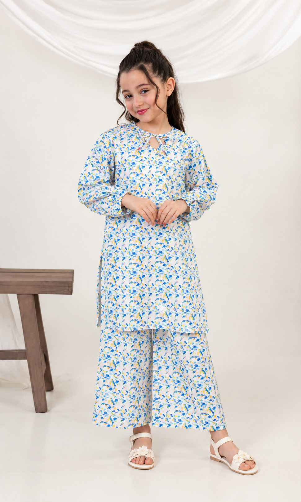 Girl's Stitched Poly Lawn 2 PCs