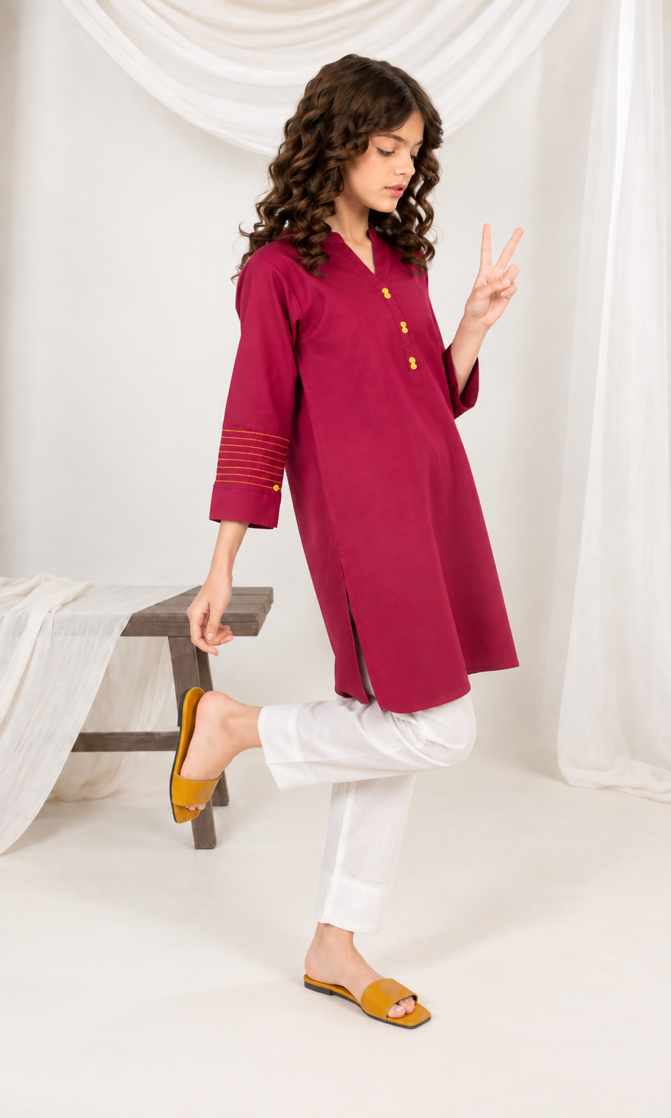 Girl's Stitched Dobby Kurti