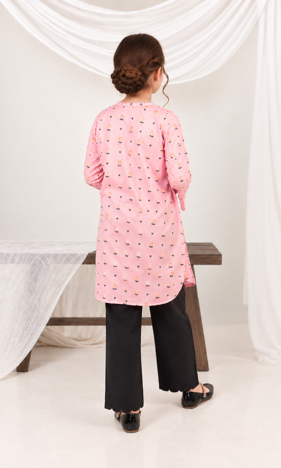 Girl's Stitched Jacquard Kurti