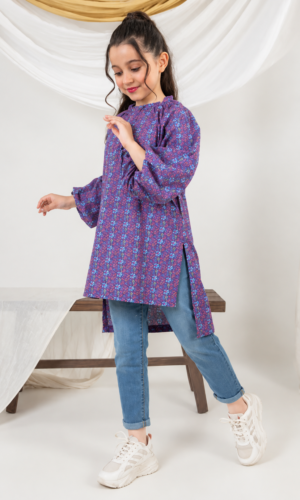 Girl's Stitched Poly Lawn Kurti