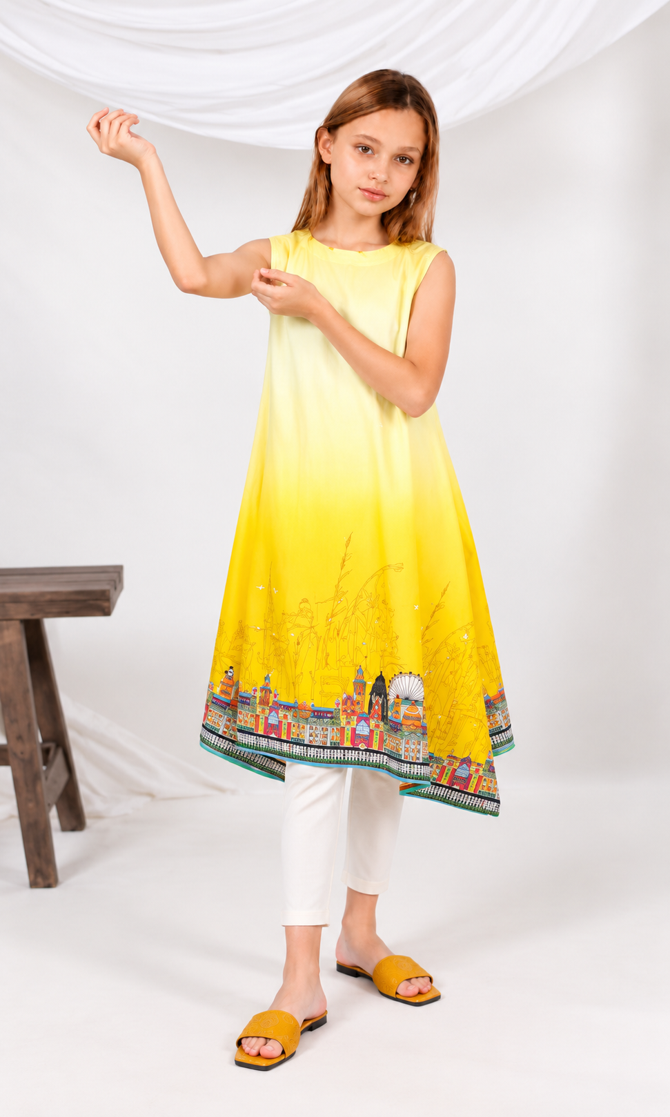 Girl's Stitched Poly Lawn Kurti