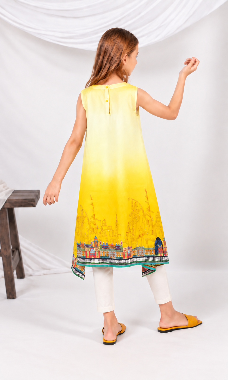 Girl's Stitched Poly Lawn Kurti