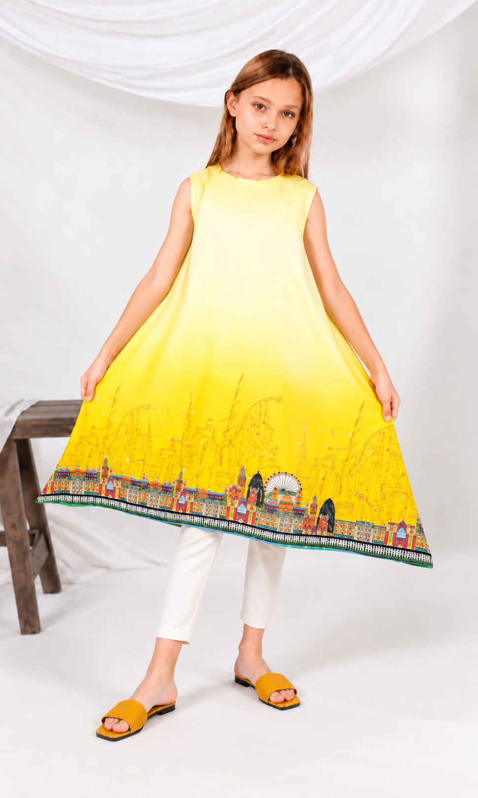 Girl's Stitched Poly Lawn Kurti