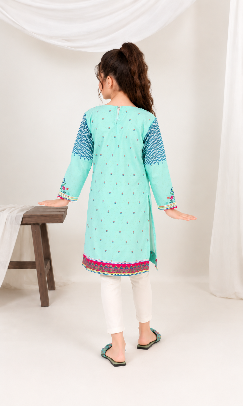 Girl's Stitched Poly Lawn Kurti
