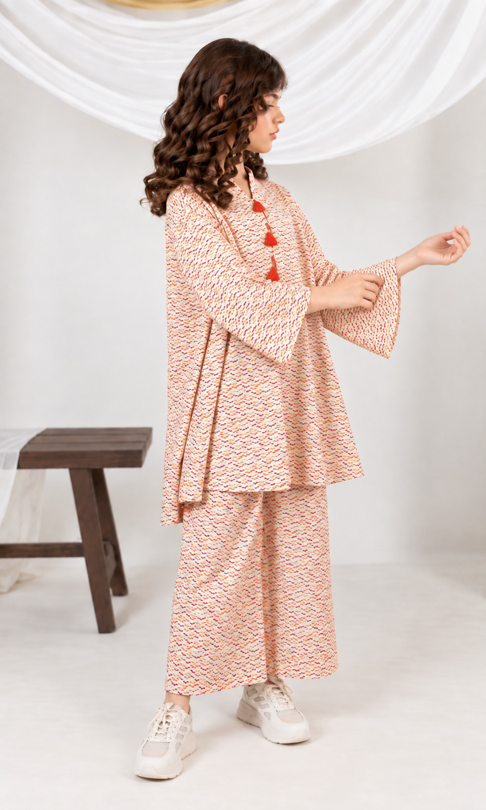 Girl's Stitched Poly Lawn 2 PCs