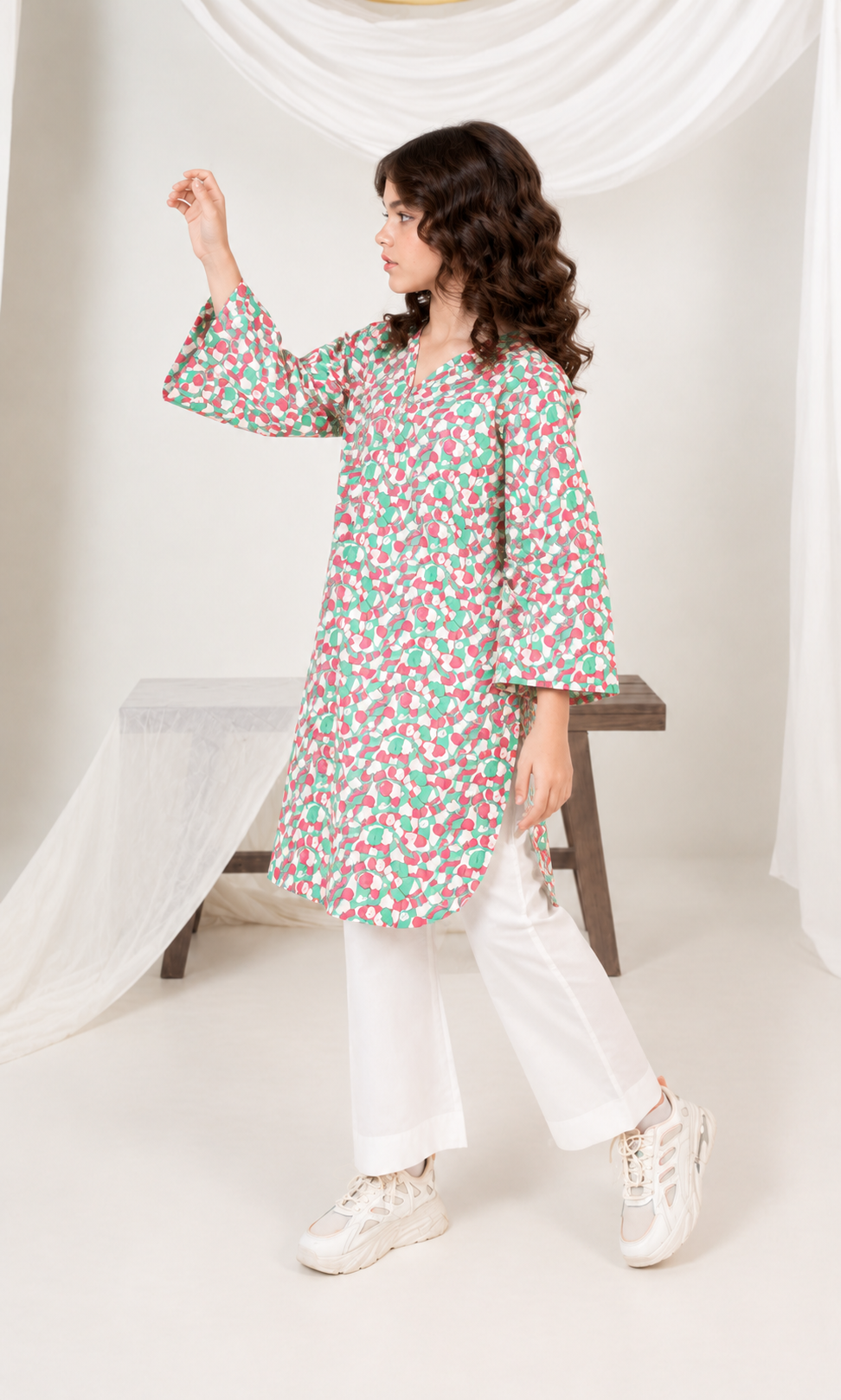 Girl's Stitched Poly Lawn Kurti