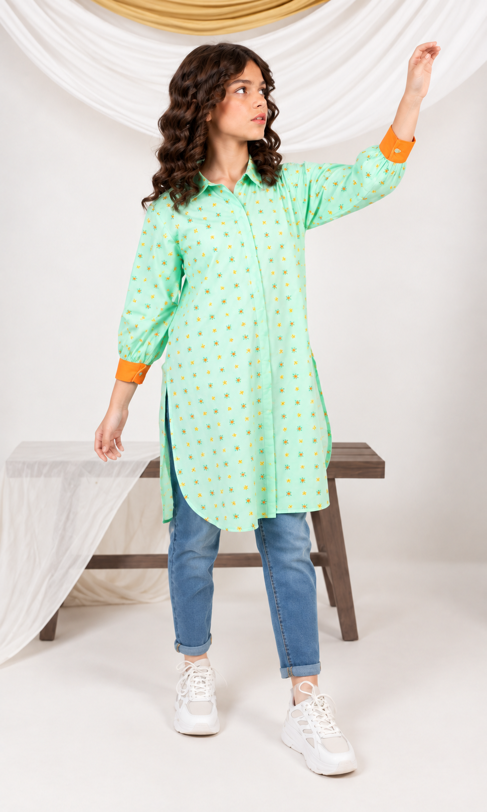 Girl's Stitched Poly Lawn Kurti