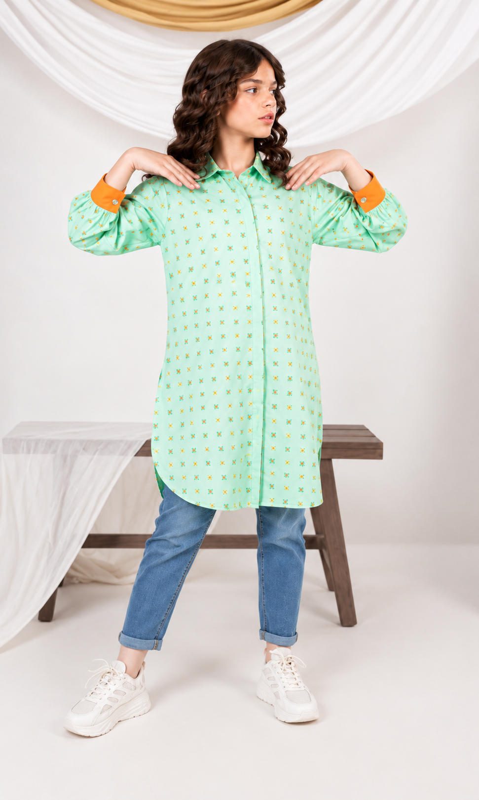Girl's Stitched Poly Lawn Kurti