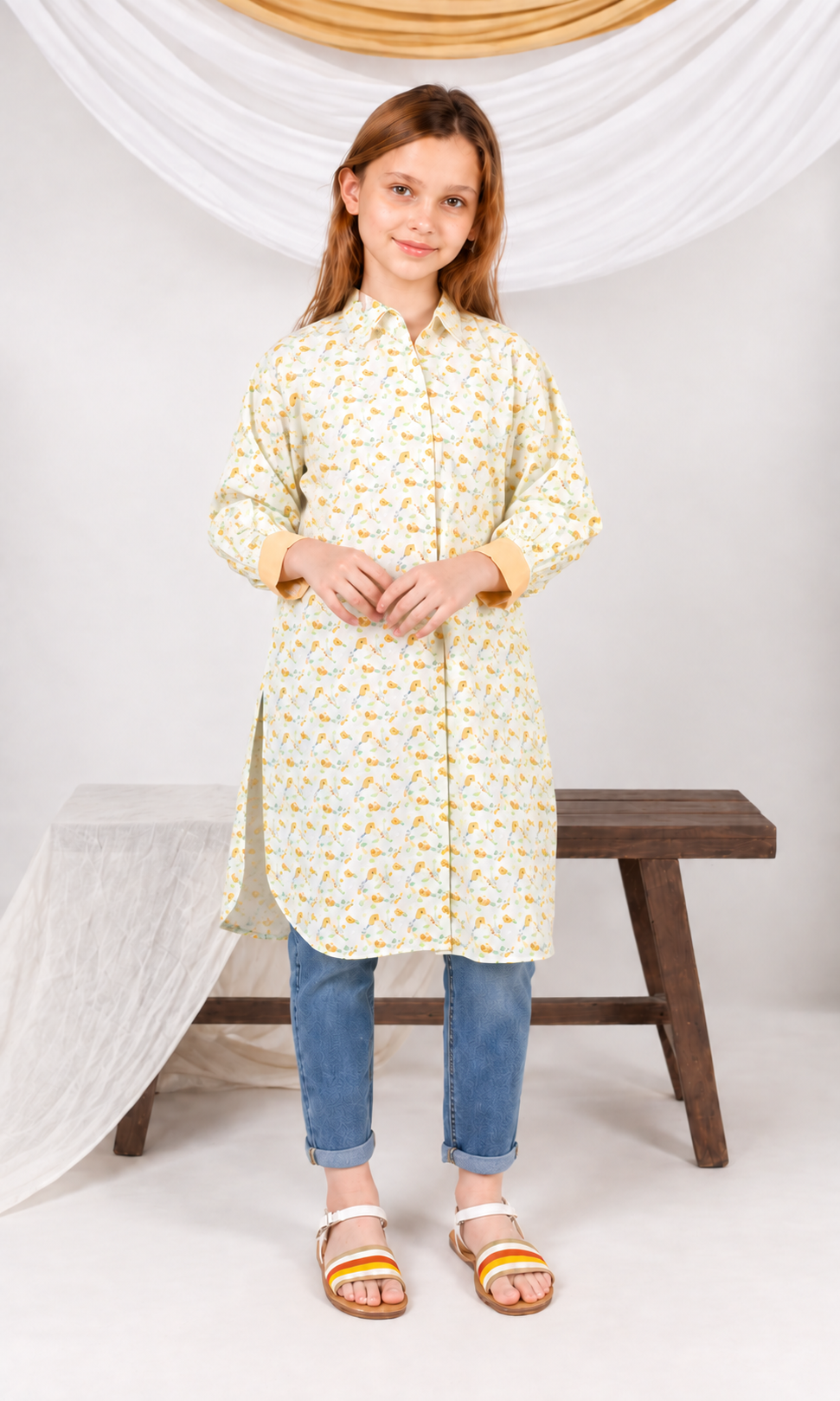 Girl's Stitched Poly Lawn Kurti