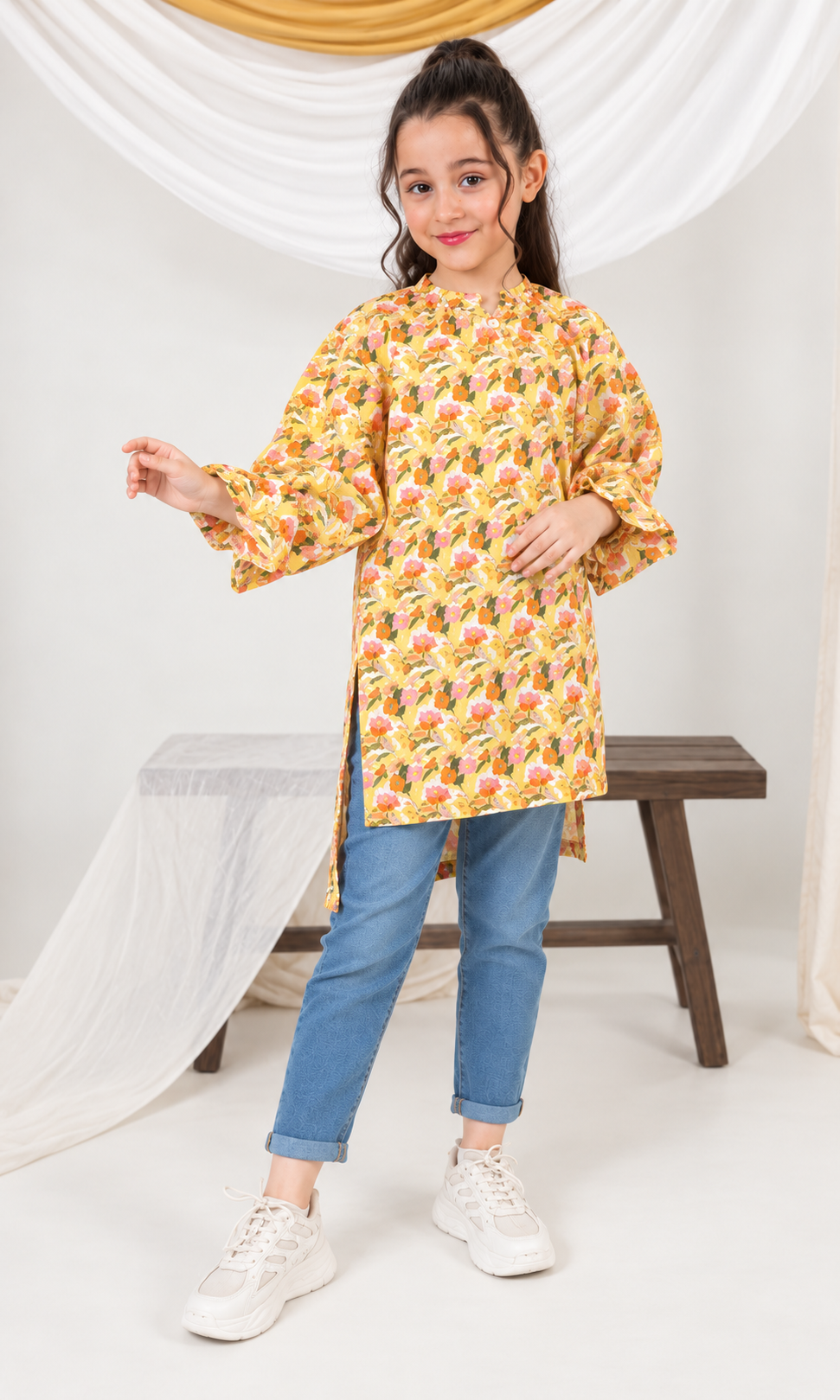 Girl's Stitched Poly Lawn Kurti