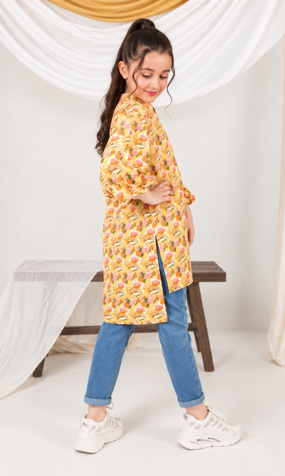 Girl's Stitched Poly Lawn Kurti